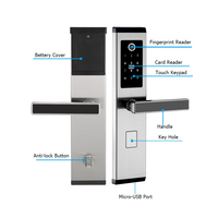 Serrure intelligente à empreintes digitales TTLock App, clavier numérique intelligent, serrure de porte à code, poignée sans clé, serrures de porte intelligentes biométriques NFC