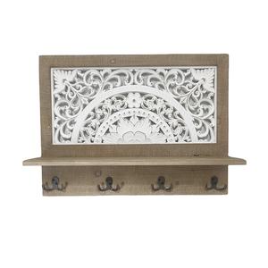 Porte-manteau mural multifonctionnel en fer forgé style ferme rustique vintage avec crochets en résine pour suspendre vêtements et manteaux - Product Image 1