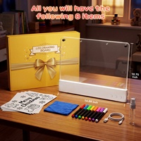 Tablette de dessin LED en acrylique pour enfants avec logo personnalisé, double panneau, 7 couleurs, luminosité réglable, tableau mémo lumineux, tableau d'écriture réinscriptible, rechargeable