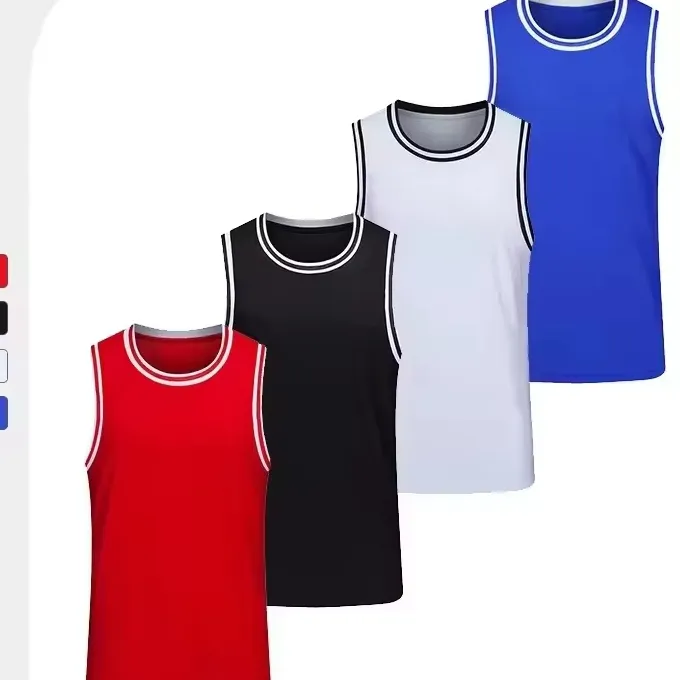Kustom grosir pakaian olahraga rompi basket atasan Tank Top Mesh latihan pria Jersey basket pakaian klub
