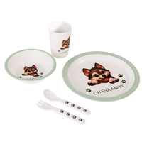Service de vaisselle pour enfants en mélamine de luxe certifiée avec un design de dessins animés d'animaux