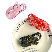 Pince à cheveux en acétate motif homard animal marin pour femme, grande taille 10 cm, usage quotidien, accessoire de gros, collection 2026