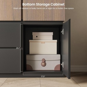 <span class=keywords><strong>Armadio</strong></span> Moderno Alto Autoportante in Legno con 3 Ante, <span class=keywords><strong>Specchio</strong></span>, 2 Aste Appendiabiti e 2 Cassetti - Product Image 5