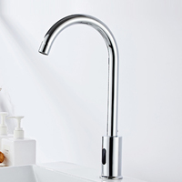 Robinet de lavabo à eau froide simple en laiton chromé, sans contact, à détection infrarouge automatique