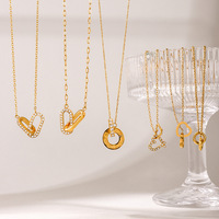 Kalung Liontin Ganda Elegan Anti Air dari Baja Tahan Karat Berlapis Emas PVD 18K untuk Wanita Perhiasan Fashion