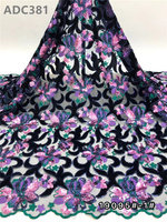 Tissu en dentelle à sequins africains, maille brodée, guipure élastique, 100% polyester pour robes