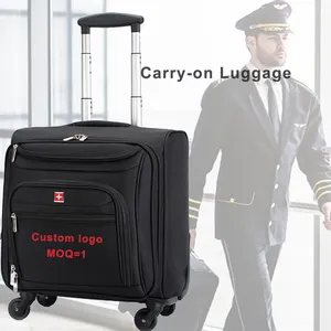 Carryon Business Travel Luggage Soft 4 Wheel Black Cabin Carry On Suitcase Pilot Luggage