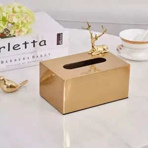 होटल और घरेलू सरल शैली लक्जरी गोल्ड विद्युत मिश्र धातु धातु ऊतक बॉक्स नैपकिन बॉक्स