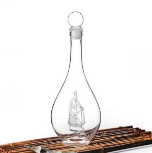 Decorazioni in vetro borosilicato alto soffiato a mano creative bottiglie di vino da barca a vela bicchieri a vela lisci - Product Image 3