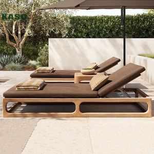 Chaise longue <span class=keywords><strong>de</strong></span> luxe en bois pour hôtel, <span class=keywords><strong>jardin</strong></span>, piscine, en rotin, teck, aluminium, corde et osier, double, pour extérieur - Product Image 1