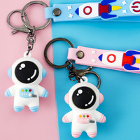 Porte-clés 3D en PVC avec pendentif pour sac de voiture, dessin animé mignon, astronaute, astronaute, cadeau de couple