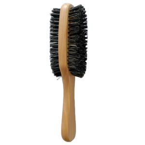 <span class=keywords><strong>Brosse</strong></span> à cheveux rectangulaire compacte en bois écologique, <span class=keywords><strong>double</strong></span> <span class=keywords><strong>face</strong></span>, poils durs et doux, 360 <span class=keywords><strong>Wave</strong></span>, ionique et laser, pour usage domestique - Product Image 1