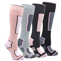 Chaussettes de ski thermiques d'hiver entièrement personnalisées pour hommes et femmes, en coton et laine tricotés, avec doublure intérieure entièrement en tissu éponge, manchette au genou et bas de chaussette, fourniture ODM