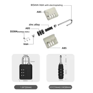 Waterproof Combination Padlock Travel Luggage Lock Code Dial Lock Light Weight For Suitcase Backpack Gym