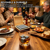 Pierres à whisky en bois pour vin glacé, ensemble cadeau avec sac en velours et pincettes, pierres réfrigérantes pour whisky, ustensiles de bar