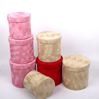Boîtes à fleurs de luxe en velours romantique pour la Saint-Valentin étuis ronds pour fête de mariage ensemble trois en un pour le paquet cadeau de la fête des mères