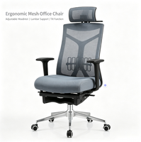 Chaise de bureau ergonomique pivotante en maille réglable, repose-pieds rétractable, support lombaire, siège inclinable pour ordinateur, pour la maison et le lieu de travail