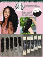Extensions de cheveux naturels de luxe européens en plumes, couleur naturelle, ondulés, sans nœuds, crochet, double trame, pour la vente en gros