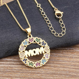 FLBNK60 Magnifique collier pendentif "<span class=keywords><strong>maman</strong></span>" orné de pierres précieuses multicolores, cadeau parfait <span class=keywords><strong>pour</strong></span> <span class=keywords><strong>maman</strong></span> en toute occasion - Product Image 3