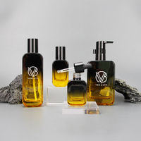 Verre de haute qualité avec ensemble d'emballage en verre de couleur dégradée à base épaisse 10ml,30ml,40ml,60ml,100ml,120ml,150ml,250ml avec pompe