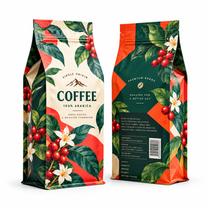 Bolsa de café de diseño personalizado con fondo plano y cierre de cremallera para granos de café - Product Image 6