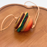 Breloque de sac en cuir tanné végétal fait main, mini hamburger mignon, porte-clés en cuir, pendentif de sac, ornement pour sac à main femme