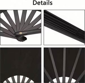Abanico de mano grande de plástico de color sólido de 33 cm para fiestas rave, abanicos de plástico grandes a precio económico - Product Image 5