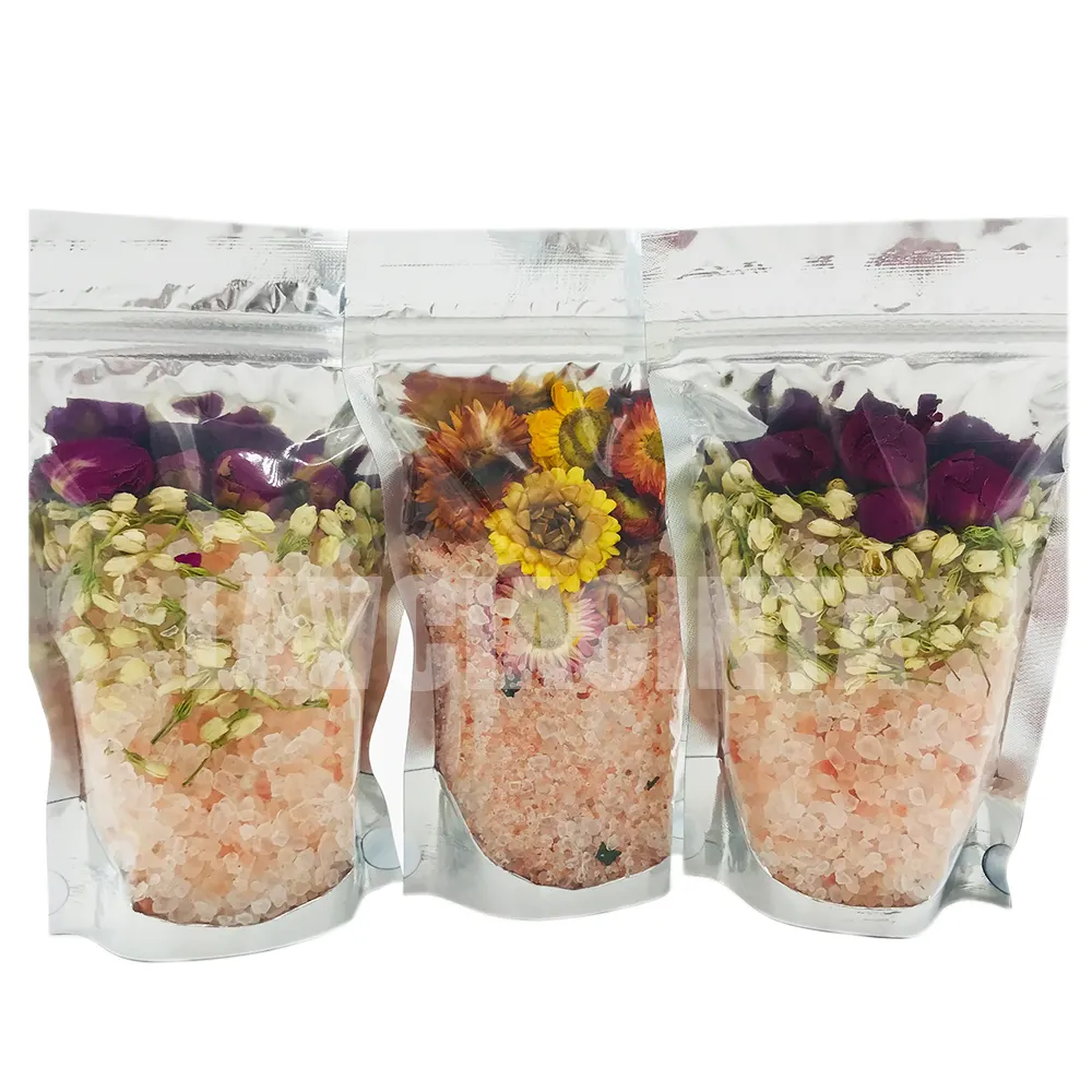 Rose Lavender Fruity Floral Private Label Spa Relax Bath Epsom Salt Bath Soak With Flower Himalayan Salt