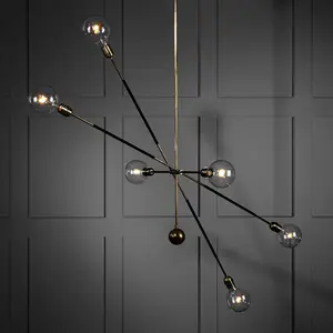 Candelabro de Metal moderno minimalista personalizado, luz colgante de cocina, sala de satélite cósmica, candelabro de cobre, HIGHWIRE TANDEM GRANDE