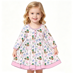 Robe barboteuse personnalisée pour bébés filles, imprimé fleurs et nœuds, collection fêtes, vente en gros, assortie, mignonne, en coton biologique, prix d'usine boutique - Product Image 5