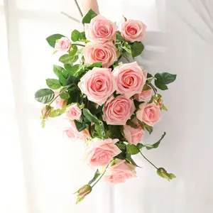 90cm China Manufacturer Pink Artificial Flower Wedding And Stage Backdrop White Latex Roses For Decoration