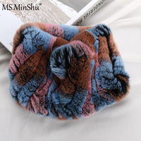Bandeau chauffe-oreilles élastique en fourrure de lapin Rex pour l'hiver