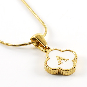 <b>Initial</b> Letters Four Leaf Clover a to Z Alphabet Custom Stainless Steel Pendant Fashion Jewelry Necklaces Sets for Women 2024 - Product Image 6