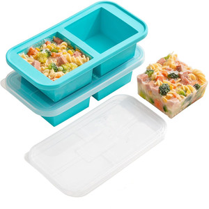 Thiết kế mới súp nước sốt nước dùng còn lại Silicone lớn đóng băng thực phẩm <span class=keywords><strong>Ice</strong></span> <span class=keywords><strong>Cube</strong></span> khay container súp khuôn với nắp - Product Image 1