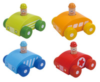 Jouets promotionnels, dessins animés mignons pour bébés, jouet de voiture en bambou et en bois personnalisé avec son, respectueux de l'environnement, mini