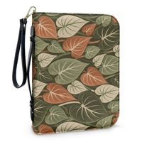 Housse de Bible personnalisée avec imprimé botanique tropical feuilles de taro, fermeture éclair, pour les voyages quotidiens, l'église, le shopping et les cadeaux