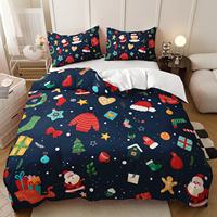 Joyeux Noël, ensemble de housse de couette Santa, rouge et noir, à carreaux, ensemble de literie à motif 3D, décoration de chambre à coucher, ensemble de linge de lit