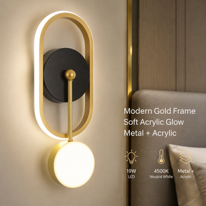 Applique murale LED moderne en acrylique 19W CCT sélectionnable, cadre métallique, décorative pour intérieur, chambre, salon, couloir - Product Image 2