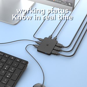 USB 3.0 KVM Switch Selector với 4K 60Hz HDML video đầu vào đầu ra <span class=keywords><strong>DC</strong></span> 5V 2A ABS thân thiện với môi USB Hub cho máy tính máy tính xách tay - Product Image 4