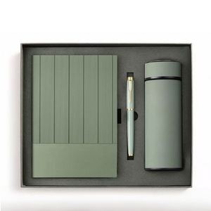 Coffrets Cadeaux d'Entreprise de Luxe Personnalisés avec Logo - Carnet en Cuir, Stylo, Bouteille et Boîte Cadeau - Ensemble Vert pour Bureau Professionnel - Product Image 1