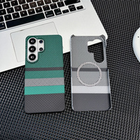 Étui de téléphone portable magnétique en PC à demi-coque avec texture en fibre de carbone de luxe pour Samsung S26 Ultra S25 S24 S24FE S23 S23FE