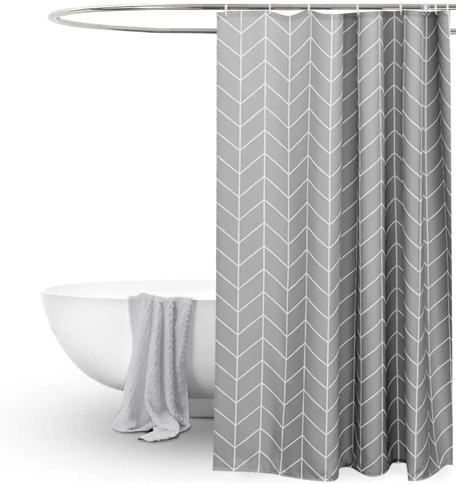浴室シャワーカーテン高級カスタムポリエステル幾何学プリント防水