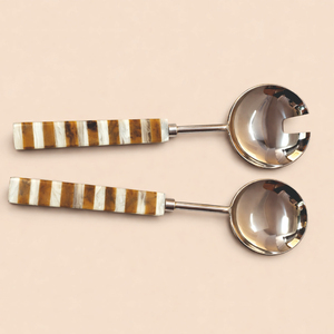Thick Stainless Steel Handle Luxury Salad Server Unique Design High Quality <b>Silver</b> Plated Eco-Friendly Dishwasher Safe Anti-Slip - Product Image 2