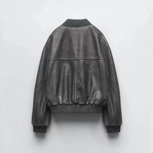 ZATRHMBM, ropa de <span class=keywords><strong>mujer</strong></span> de otoño e <span class=keywords><strong>invierno</strong></span>, nueva <span class=keywords><strong>moda</strong></span> <span class=keywords><strong>2023</strong></span>, Chaqueta de algodón de imitación lavada, abrigo Retro Con cremallera larga - Product Image 2