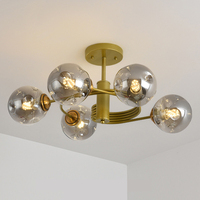 Lustre nordique à 5 lumières - 76 cm Or et verre fumé Suspension/plafonnier avec variateur à 3 niveaux