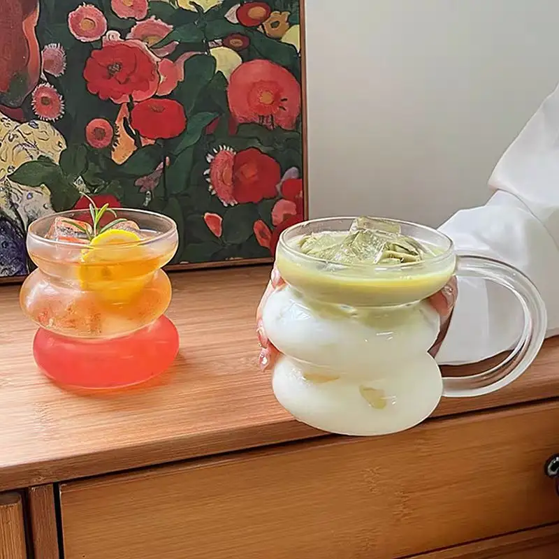 Ménage résistant à la chaleur à mur unique mode verre jus eau tasse Transparent café verre tasse poignée