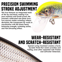 B&U JT46 70mm 7.1g Leurre Minnow Coulant à Haute Simulation, Imprimé en 3D, pour Pêche en Eau Salée et Eau Douce (Bar, Truite, Perche)