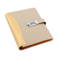 Carnet personnalisable en cuir PU écologique avec couverture à anneaux, feuilles mobiles, serrure à code, journal promotionnel et bloc-notes
