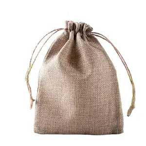 Sac en Jute avec Logo imprimé personnalisé réutilisable, sachets en coton à cordon pour le paquet des graines, du thé, des noix