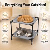 Lit surélevé pour animaux de compagnie à 2 niveaux, 22 lb par niveau, en maille rafraîchissante, pour chat et chien, livré en kit plat sans outils